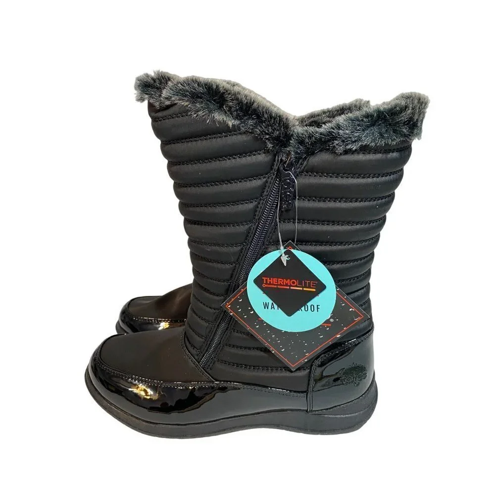 New Totes Everest Women's Size 9M Black Snow Boots‎ Double Zippers Quilted Look